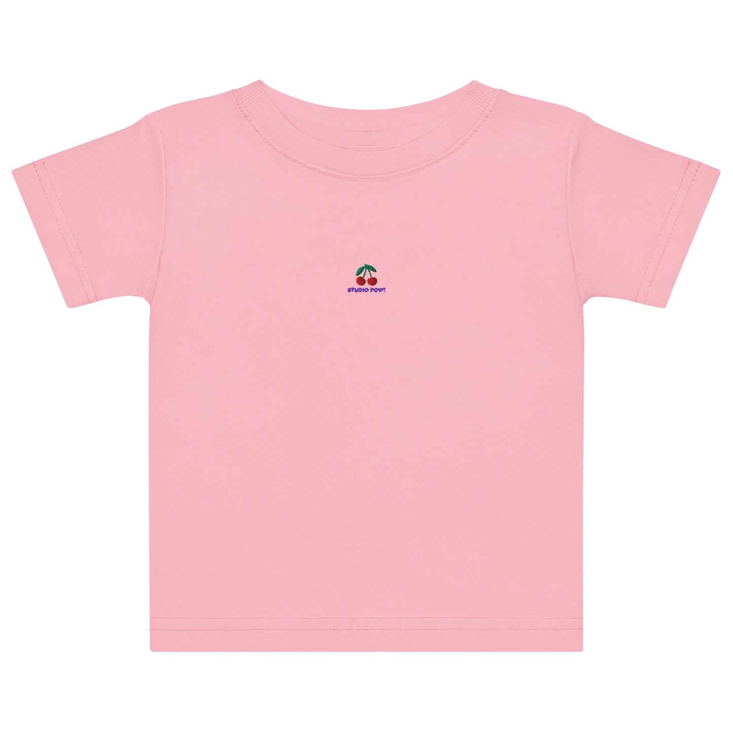Baby T-Shirt aus Baumwolle mit Kirsch-Stickerei auf der Brust – Studio POW