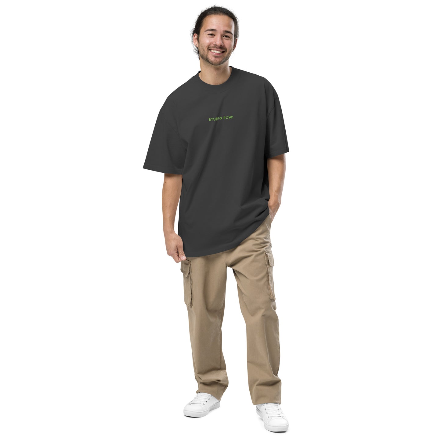 Studio POW! Faded Oversized Logo T-Shirt Green – Everyday Statement