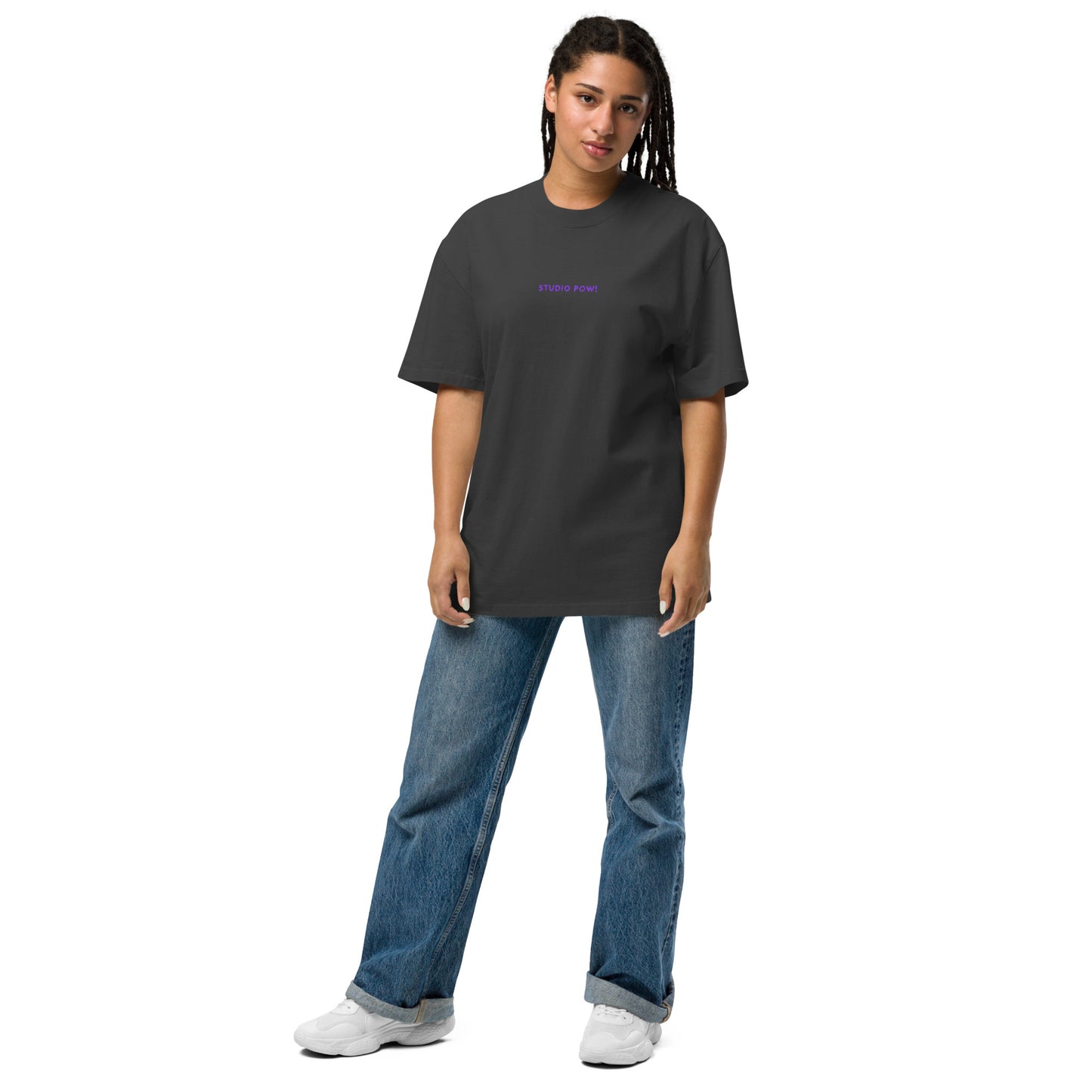 Studio POW! Faded Oversized Logo T-Shirt Purple – Everyday Statement