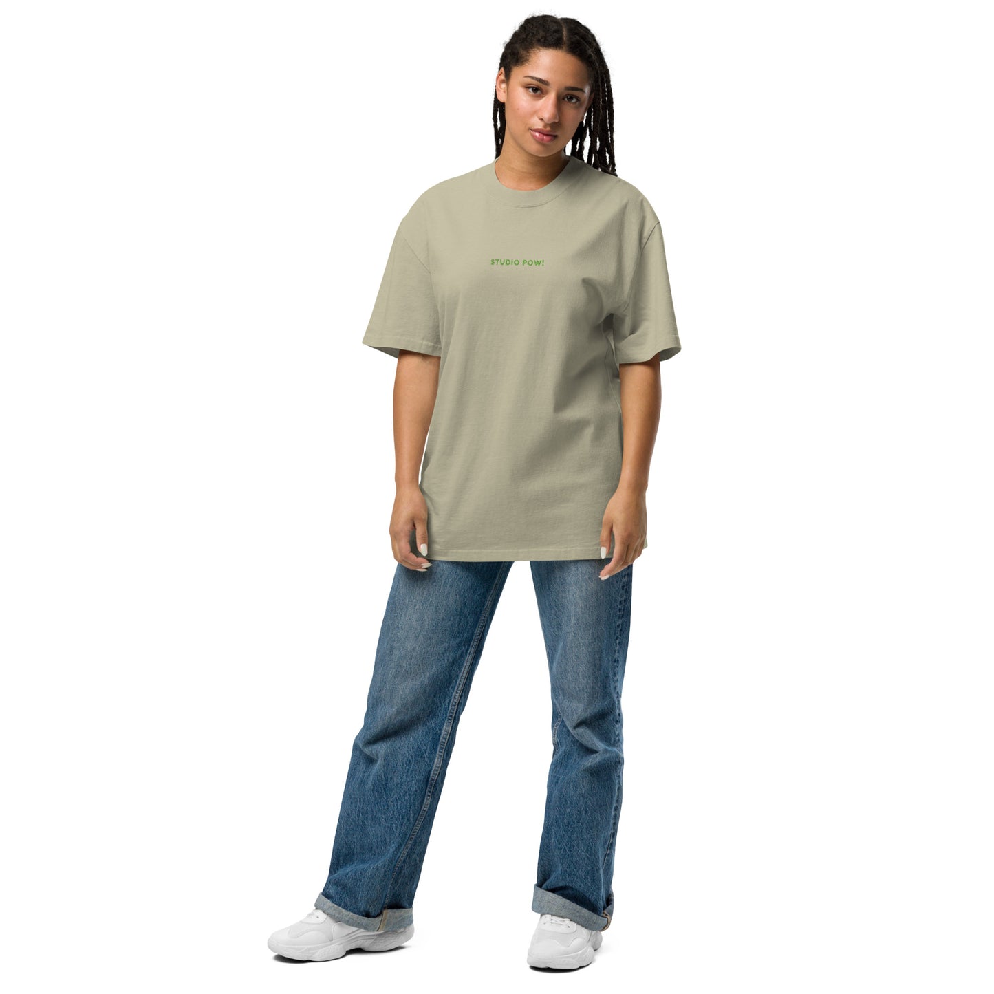 Studio POW! Faded Oversized Logo T-Shirt Green – Everyday Statement