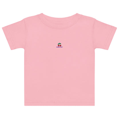 Baby T-Shirt aus Baumwolle mit Kirsch-Stickerei auf der Brust – Studio POW